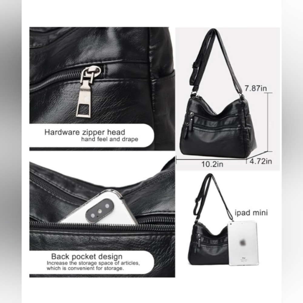 Elegant Brown  Crossbody or Shoulder Bag Vegan Leather - Picture 6 of 8